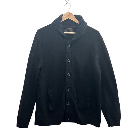 Tasso Elba Wool Alpaca Black Button Sweater Luxury Yarn Size Large - Picture 1 of 6